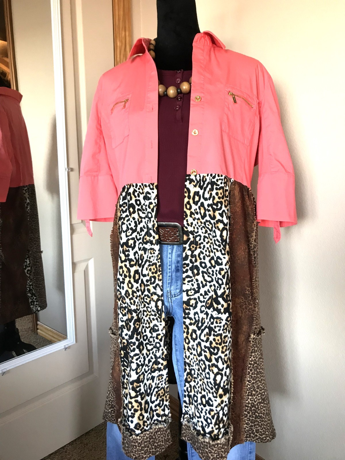 Upcycled Patchwork Duster Dress, Handmade Animal … - image 10