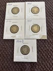 Lot of (5) U.S. Silver Barber Dimes Circulated (4) 1914 Plus (1) 1914-D
