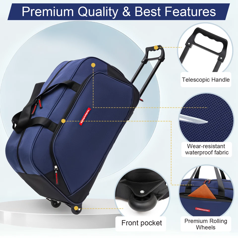 Heavy Duty Travel Trolley Bag with Wheels Large Capacity Traveling Luggage Bag - Image 4 of 4