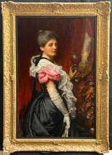 LARGE EXCEPTIONAL 19thC 'SOCIETY' PORTRAIT OF LADY URWICK Antique OIL Painting