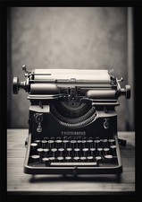 Soft Vintage Typewriter Framed Wall Art Poster Canvas Print Picture thumbnail