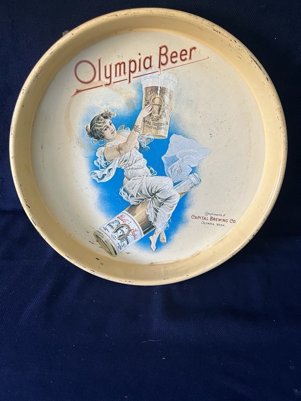 Vintage 1972 Olympia Beer Advertising Tin Serving Tray 13 Inches Diameter