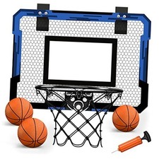 Mini Basketball Hoop, Over The Door Indoor, with 3 Blue Basketball Hoop Set