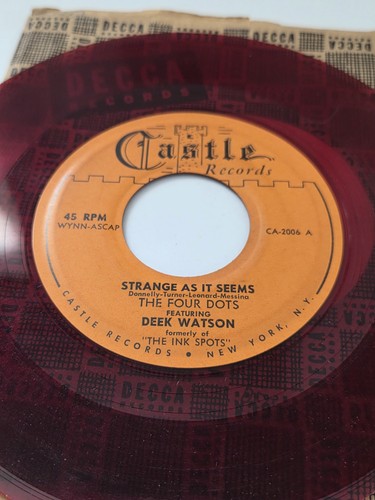 The Four Dots Deek Watson Red 45rpm Record Saturday Night Function Strange As It - Picture 3 of 6