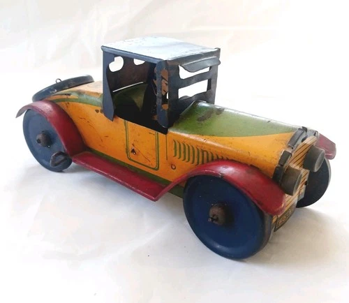 Vintage rare 1930s Louis Marx Tin Litho Windup King  Racer Car Toy