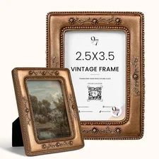 97 Decor Small Vintage Picture Frames 2.5 X 3.5 - Mini Ornate Wallet Size Frame,