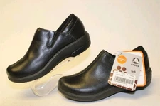 Crocs Shoes Women sz 5 Work Chelea Black Leather Slip-On Clog Nurse Teacher Chef