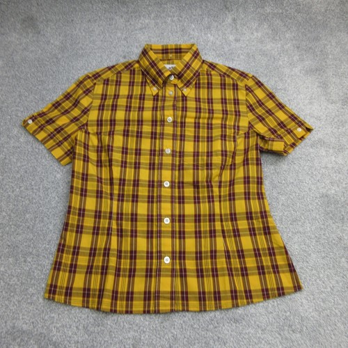 Brutus Dr Martens Shirt Womens Small Yellow Check Plaid Trimfit Punk Mod Ska 80
