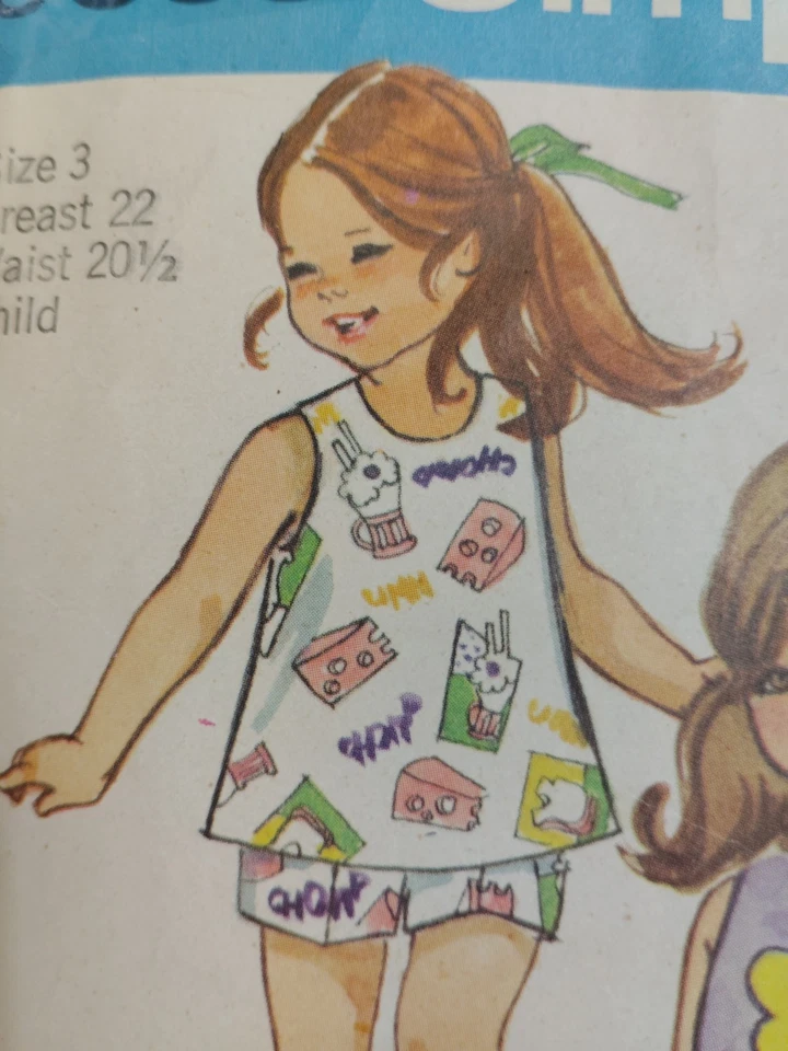 Pants Shorts Tunic Tank Crop Top Girls 3 Simplicity 9388 Sewing Pattern Cut VTG - Image 3 of 4