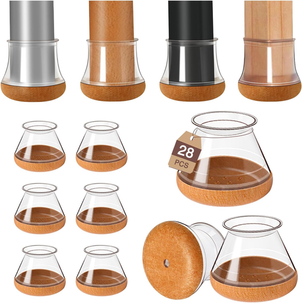 28 StüCk Schutzkappen FüR Stuhlbeine, Transparent Silikon Stuhlbeinkappen, Rund-image