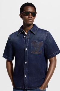 LOUIS VUITTONデニムシャツ L ターコイズボタン スタッズロゴ 箱付 Louis Vuitton Denim Shirt | eBay