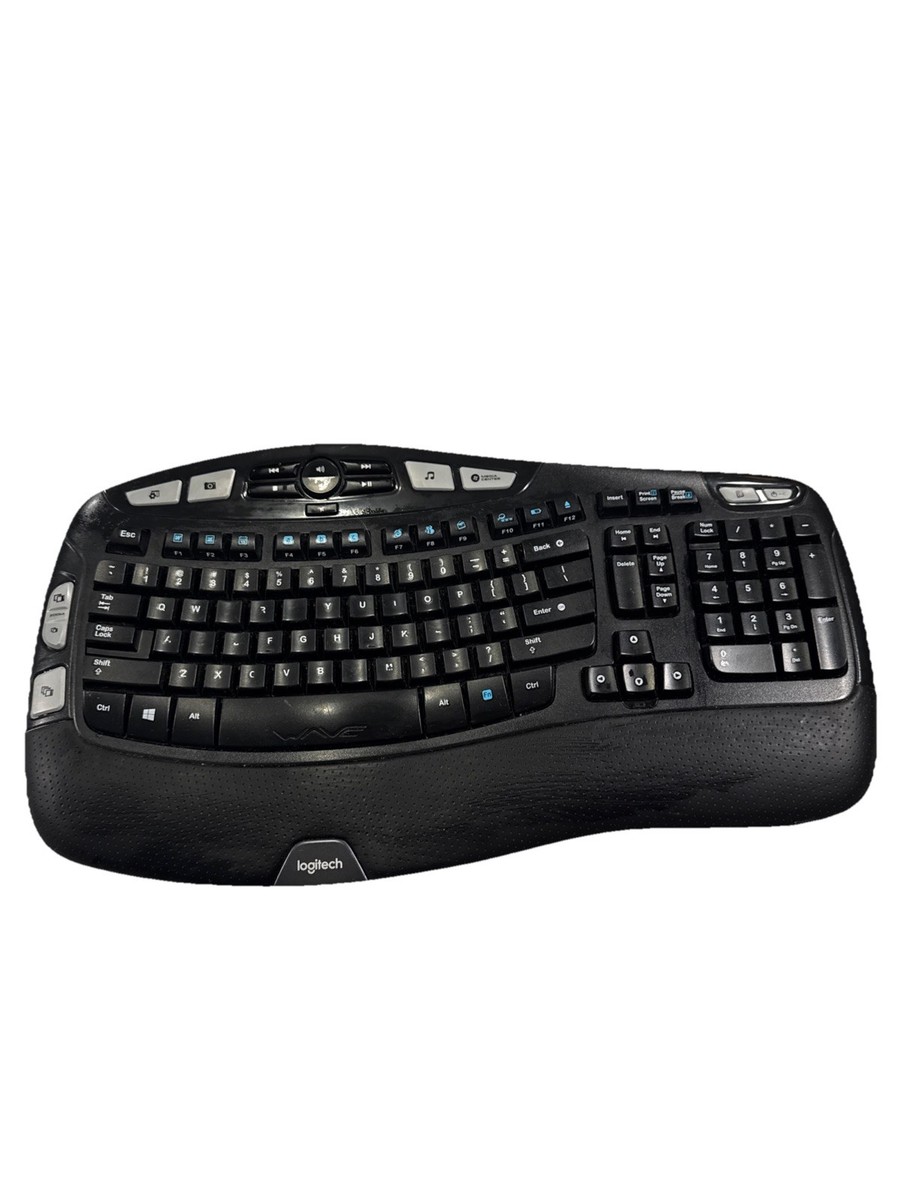 Logitech K350 Wave Keyboard Ergonomic Black Wireless *NO DONGLE