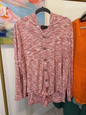 Lane Bryant Women's Button-Up Hoodie Pink 18/20 - Image 1 of 4