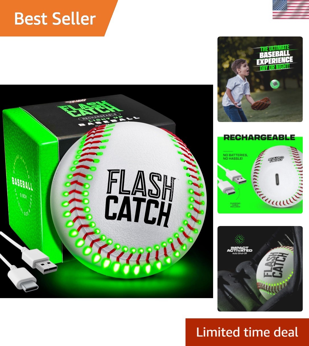 Rechargeable Light Up Baseball - Sports Gifts for Boys - Bal