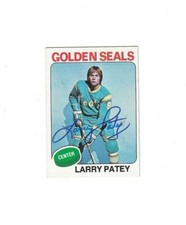 Signed LARRY PATEY California Golden Seals 1975-76 Topps Card #137 COA