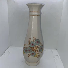Vintage Floral FTD Bud Vase Ceramic 1983 Blue Coneflowers Made in Portugal 8"