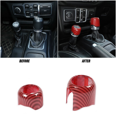 Center Gear Shift 4WD Trim Cover Accessories for 18+ Jeep Wrangler JL Red Carbon
