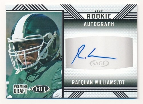RAEQUAN WILLIAMS 2020 SAGE HIT ROOKIE PREMIER DRAFT #A38 AUTO AUTOGRAPH MINT