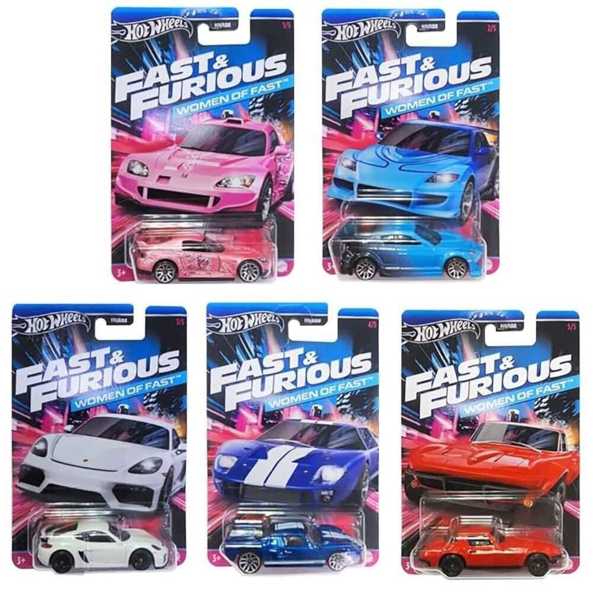 ホットウィール ファスト＆フューリアス women of fast 5台セット Hot Wheels Fast & Furious Women of Fast – HNR88 1:64 Die-Cast