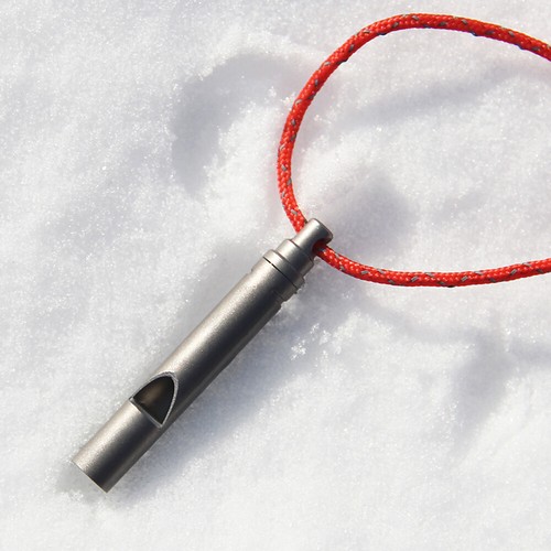 Titanium Emergency Whistle with Cord Outdoor Survival Camping Hiking CBG T8X5 - Picture 6 of 11