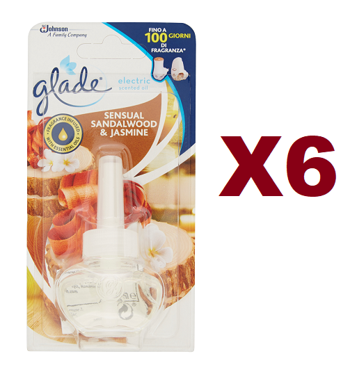6 PZ GLADE ESSENTIAL OIL ELETTRICO SENSUAL SANDALWOOD AND JASMIN RICARICA