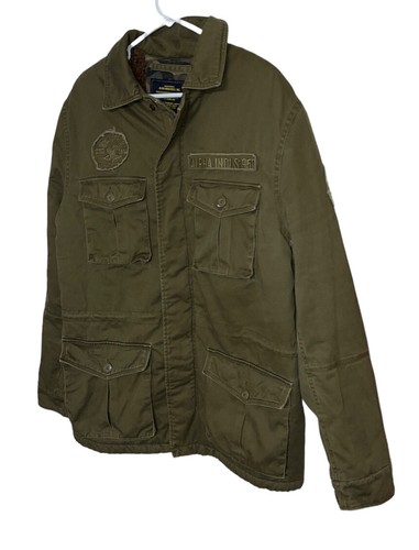 Alpha Industries Mens Sherpa Lined Anorak Style Coat Sz M Olive Green Zip