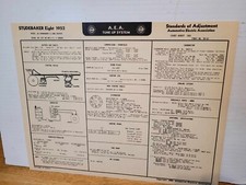 1952 STUDEBAKER EIGHT CYLINDER MODEL TUNE UP CHART  W/ DIAGRAMS  U.S. & CANADA