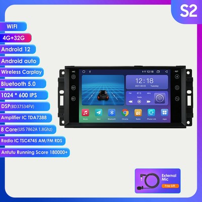 Android 12 Cortex A75 Car Stereo Radio GPS Unit for Jeep Dodge Chrysler 4+32GB