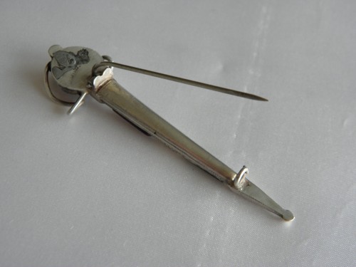 Lovely Sterling Silver Cutlass Sword Agate Vintage Scottish Brooch - Picture 11 of 13