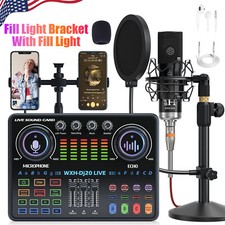 Earphone Studio Recording Kit Podcast Mixer Equipment Condenser Microphone Set