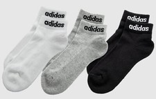Adidas Men Linear Ankle 3 Pairs Socks White Gray 3PR Fashion Casual Sock IC1304