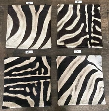 16"x16" Genuine Zebra Skin Pillow Cover with Leather Backing |Throw Pillow B#5
