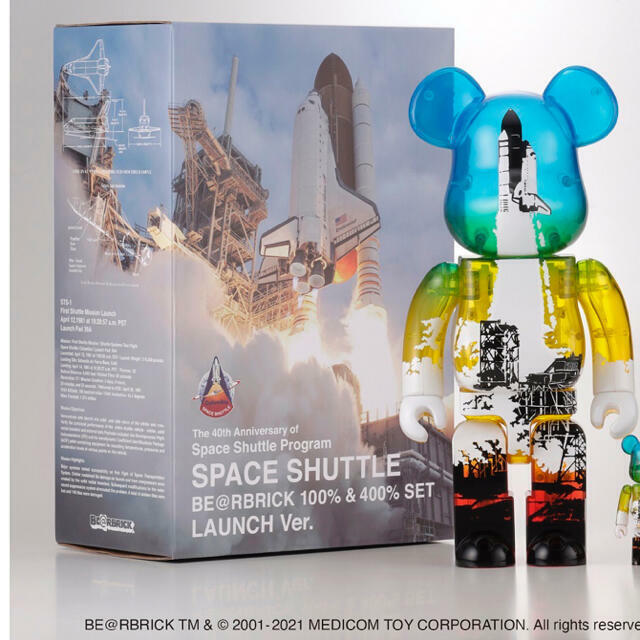 MEDICOM TOY SPACE SHUTTLE BE@RBRICK LAUNCH Ver. 100% & 400 MEDICOM TOY SPACE SHUTTLE BE@RBRICK LAUNCH Ver. 100% & 400