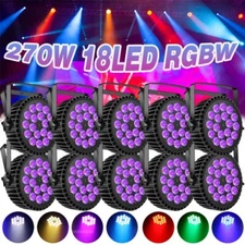 8PC 270W Par Light RGBW 18LED Strobe Stage Beam Disco DJ Party Lighting DMX+Case