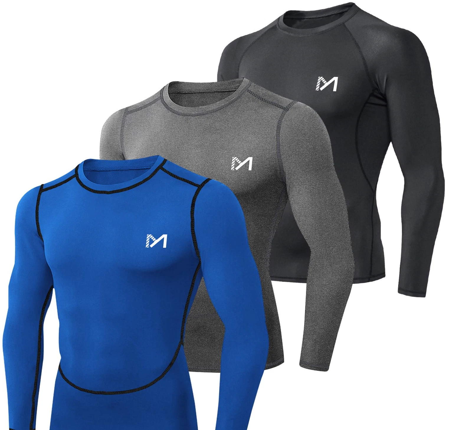 MEETYOO Men’s Compression Shirt, Base Layer Top,T-Shirt 3 pack Size XL