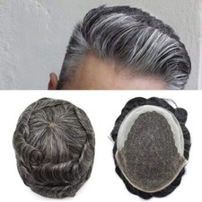 Swiss Lace Front Hair System Replacement PU Skin Mens WigMens Toupee Hairpiece