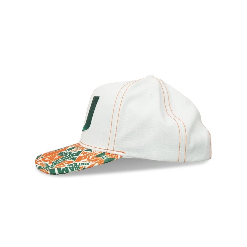 Miami Hurricanes NCAA Adidas Subliminated Bill 2-Tone Snapback Cap Hat - Image 3 of 4