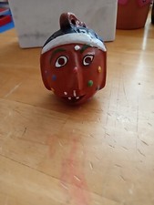 Vintage Japanese Dorei Clay Bell Figure Head. Unique, 3 Inches Tall