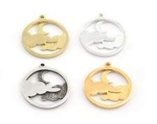3 pcs Clouds,Moon Crescent Pendant Charm-Raw-Antique-Shiny silver-gold 5361