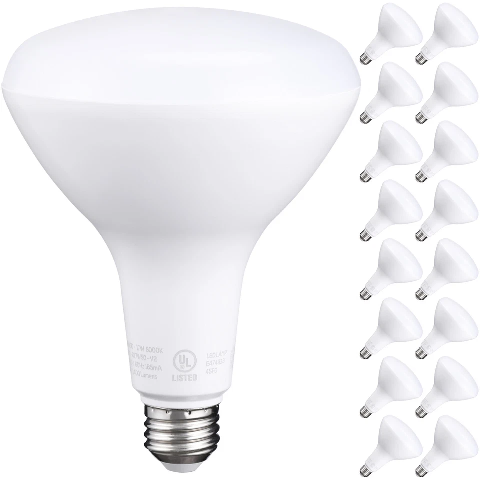 17W Dimmable LED BR40 Light Bulb, 100W Equivalent, 1400lm, 3000K/4000K/5000K - Image 3 of 4