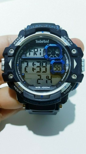 Timberland Resist Shock G Style Biker Watch Oversize Army Navy Blue Dual Time - Picture 8 of 12