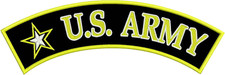 U.S Army Yellow Border Iron on Sew on Top Rocker Large Back Patch for Jacket Ves