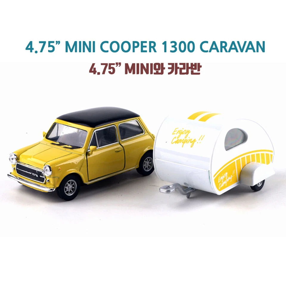 Mini Cooper Motor Car Caravan Diecast 1:38 Scale Miniature Toy - Image 2 of 4