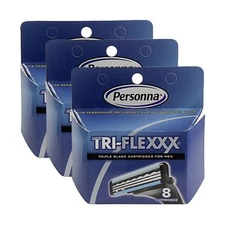 24 Tri Flexxx Blades fit Gillette Sensor Razors Flexing Blades & Aloe Lube Strip