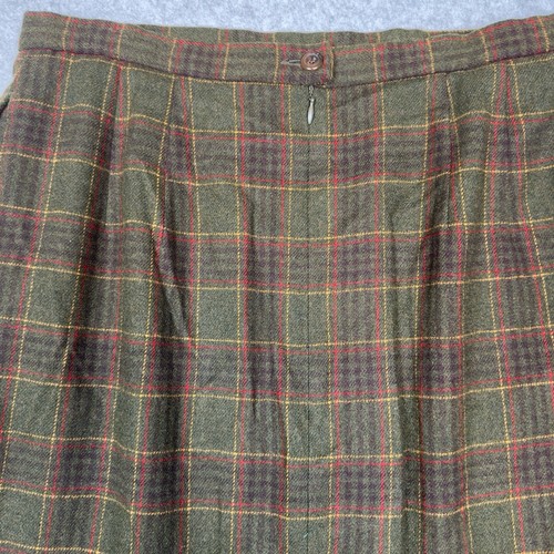 Pendleton Skirt Womens Size 12 Green Plaid Midi Virgin Wool Check Pattern - Picture 12 of 13