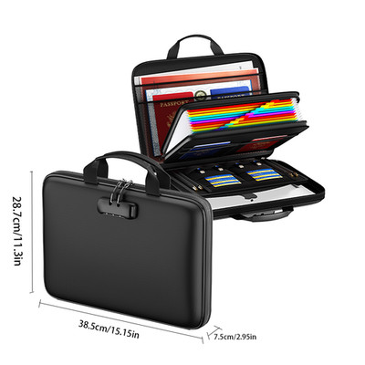 Fireproof Hard Shell Document Organizer 13 Pocket Accordion Folder