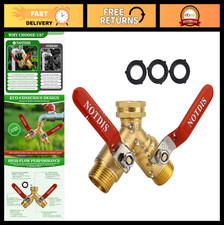 2-Way Heavy Duty Brass Garden Hose Splitter, 304 Stainless Steel Handle, Y Valve