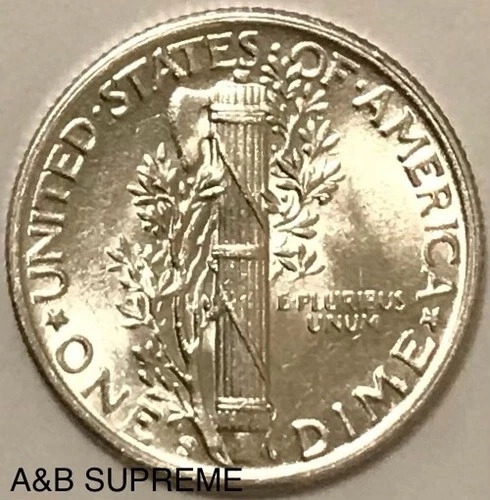 (1) Mercury Dime S Mintmark Au-Bu Uncirculated 90% Silver