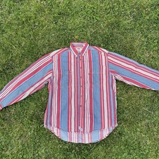 Vintage 90s Levi s Striped Long Sleeve Button Down Heavy Denim Shirt Size L