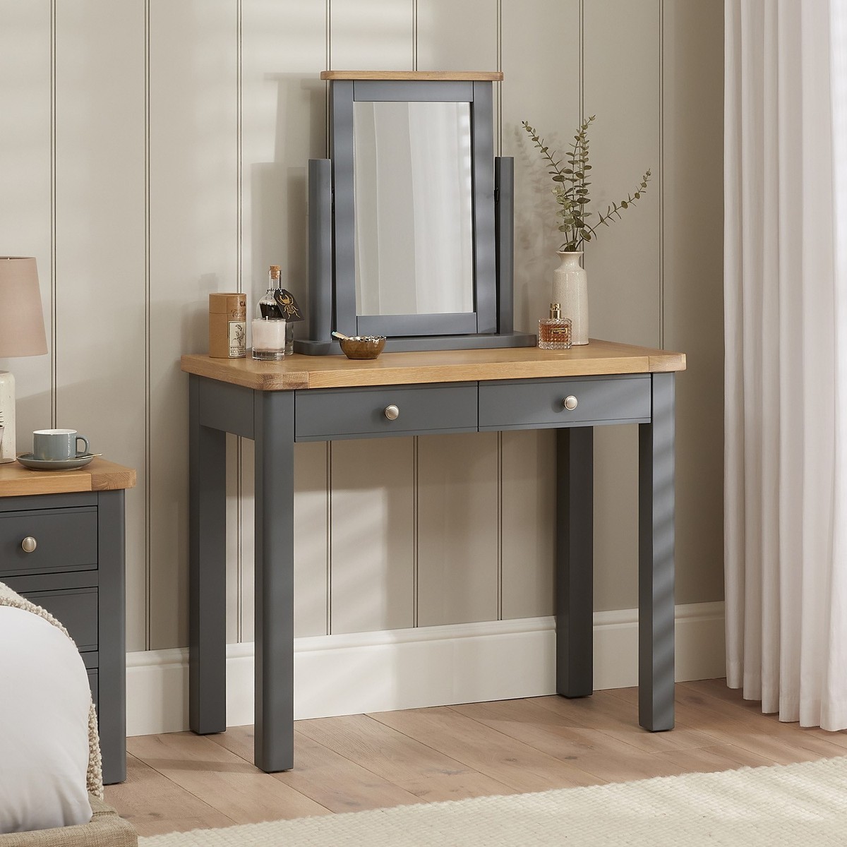 grey and wood dressing table Mid Grey and Wood Dressing Table